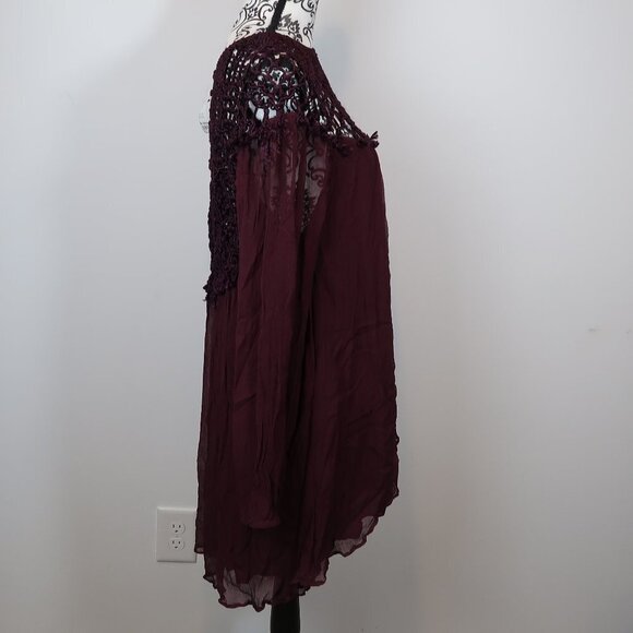 Free People Deep Purple Crochet Top Tunic/Dress M - Picture 8 of 12